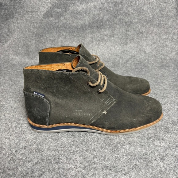 Hari Mari Gray Charcoal Waxed Suede Chukka Desert Lace Up Ankle Boots Mens 10 US main image 6